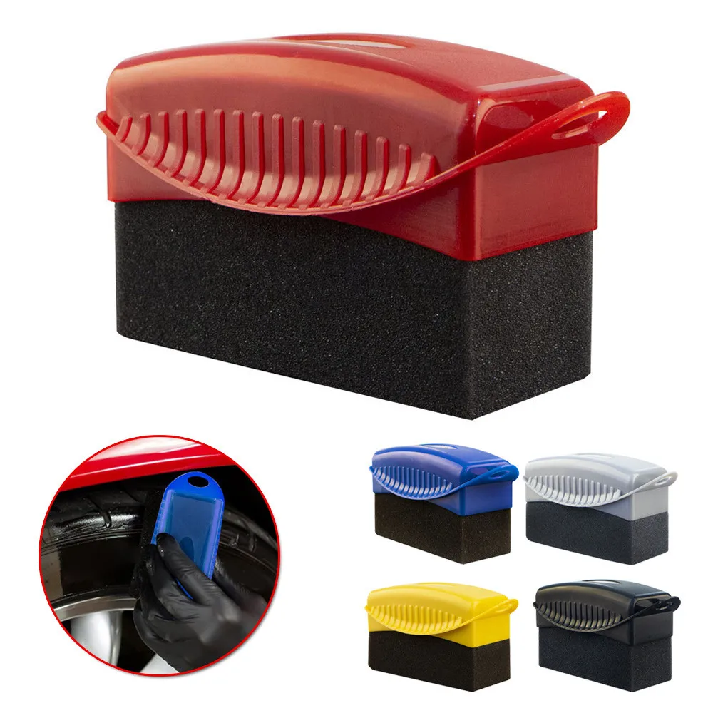 

Car Wheel Polishing Waxing Sponge Brush With Cover ABS Tire Clean Contour Dressing Applicator Pads For Car Accessories