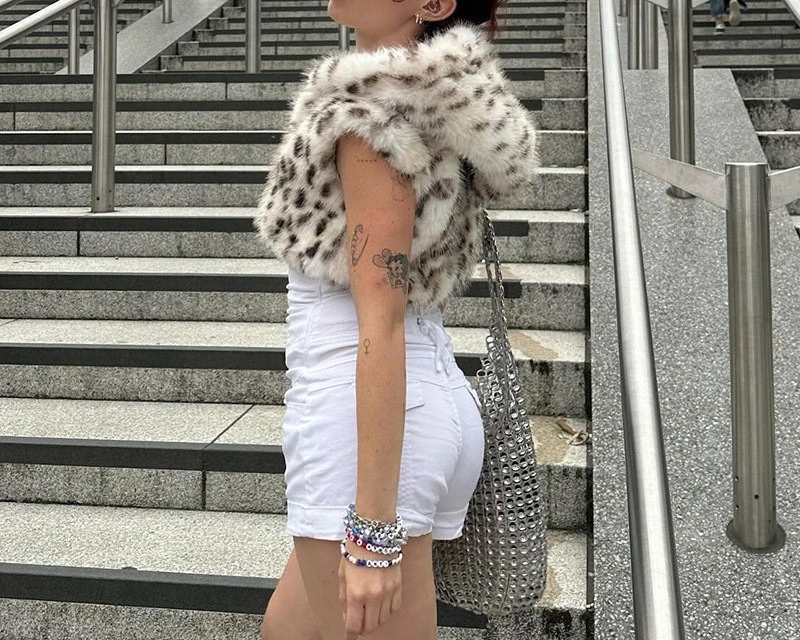 2025 New Halloween Character Costume Hooded Leopard Print Fur Jacket