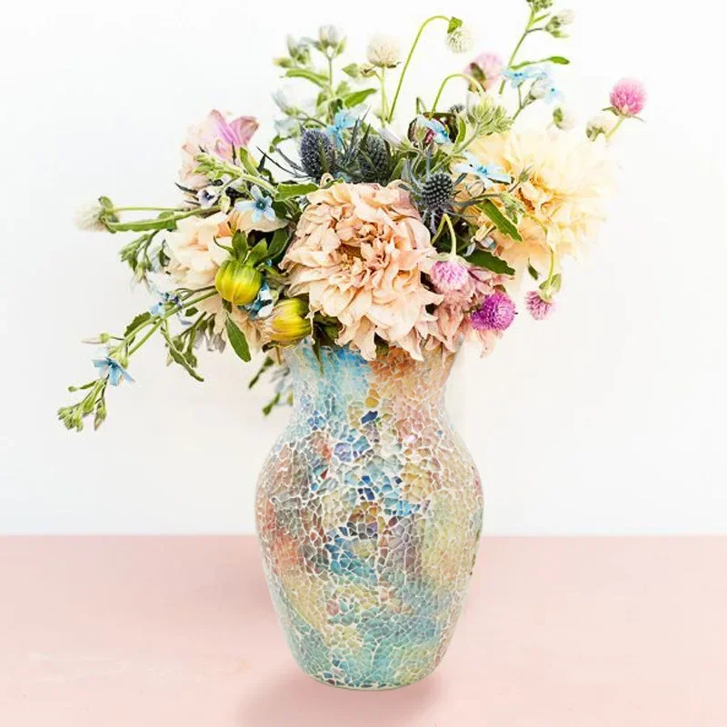 Kreative Bunte Mosaik-Vase im Mediterranestil, Dekorative Glasornamente