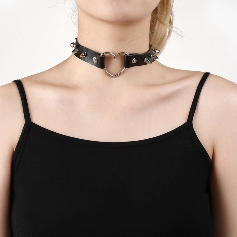 Heart Pendent Choker Necklace Trendy Punk Leather Collar Gothic Neck Chain Steampunk Party Jewelry Gift Clavicle Chain for Women