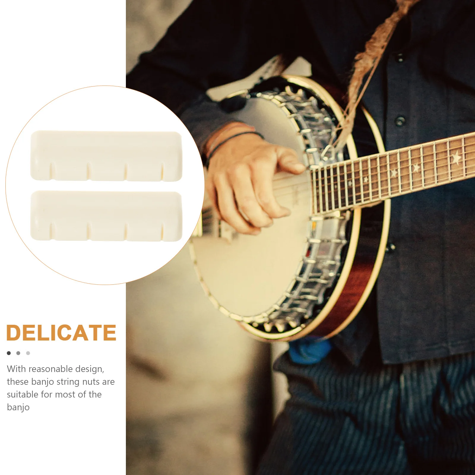 

2Pcs Banjo String Nuts Sturdy ABS Replacement Better Vibration Banjo Accessories Clear Tone Sustain Upgrade Banjp Supply