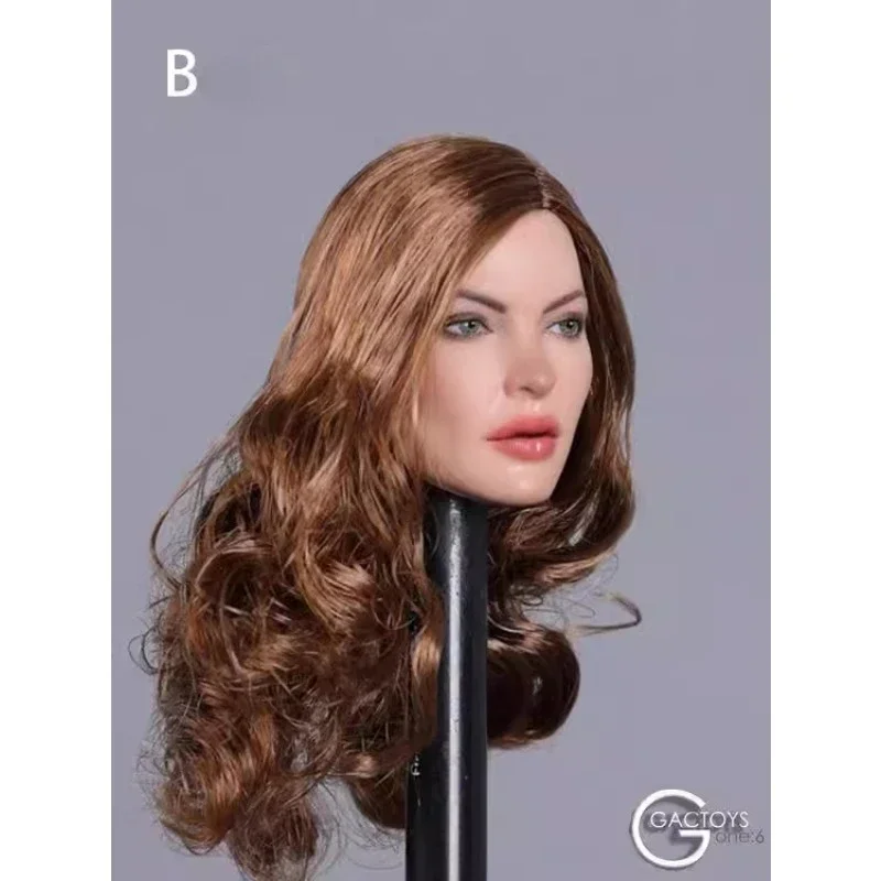 GC031 1/6 Scale Femle Soldier Julie Long Straight Curly Hair Head Sculpt Head Carving Model for 12" Suntan Figure PH Doll