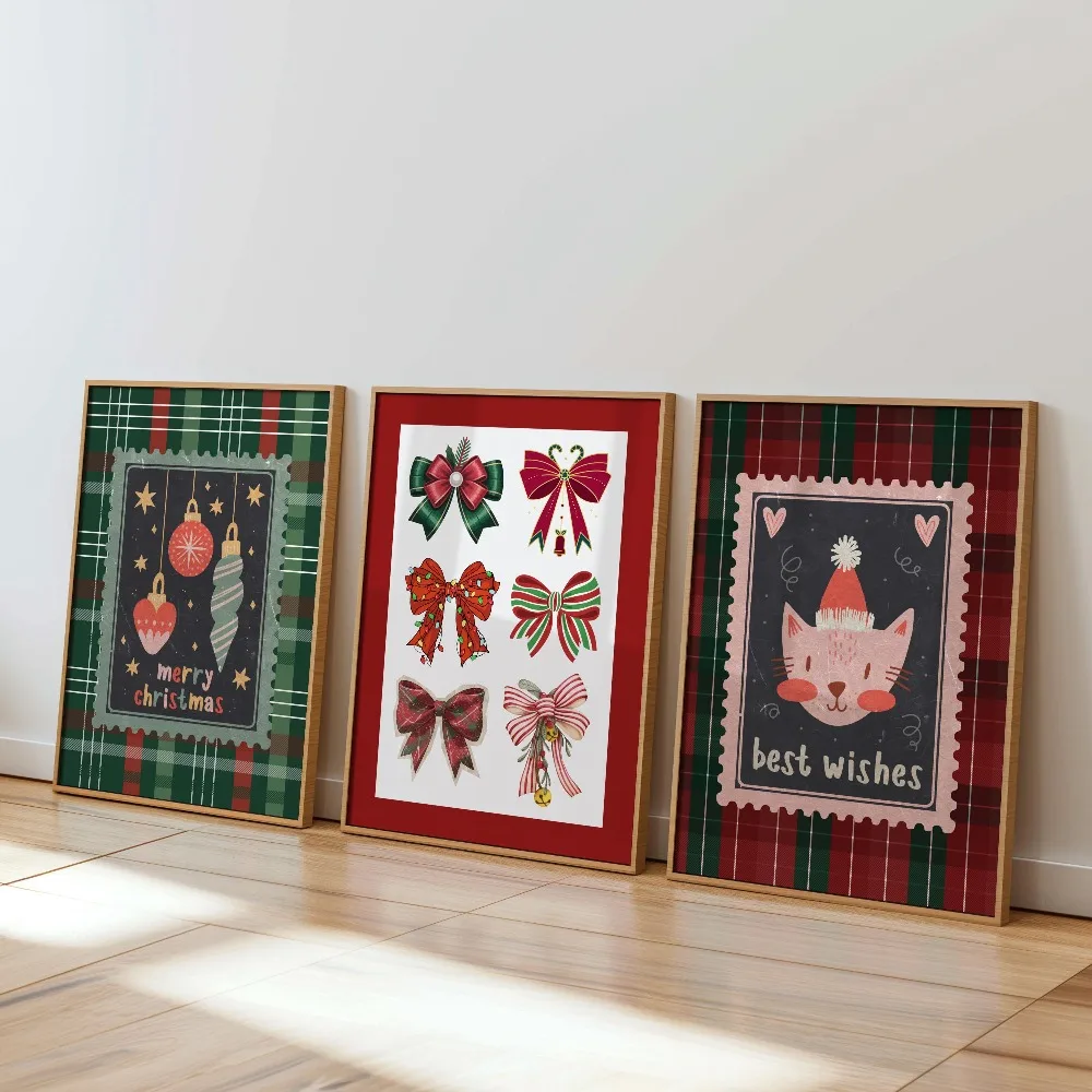 Frameless Christmas Prints,Fashion Holiday Wall Art,Retro Holiday Printable Posters,Digital Downloads,Living Room Bedroom Decor
