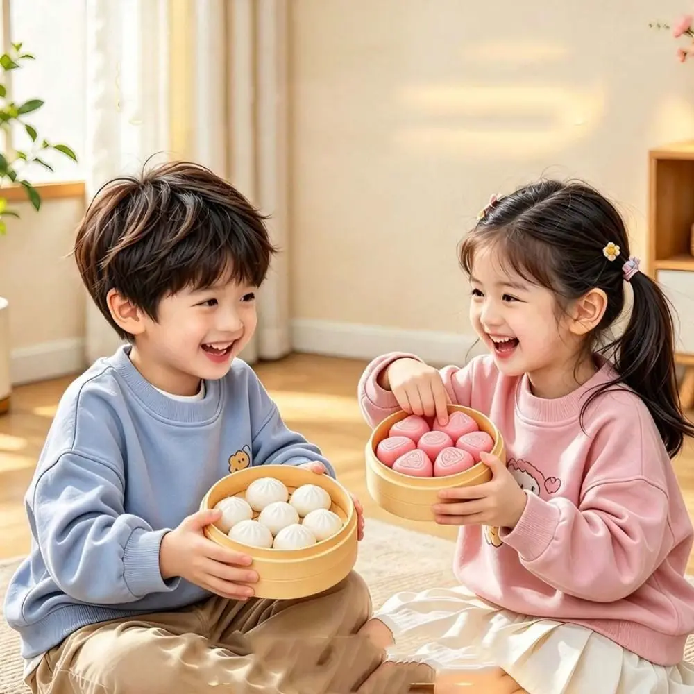 Finger Button Simulation Steamed Buns Set Key Cap Clicker Fingertip Pressure Dumplings Keyboard Clicker Toy Click 360° Rotation