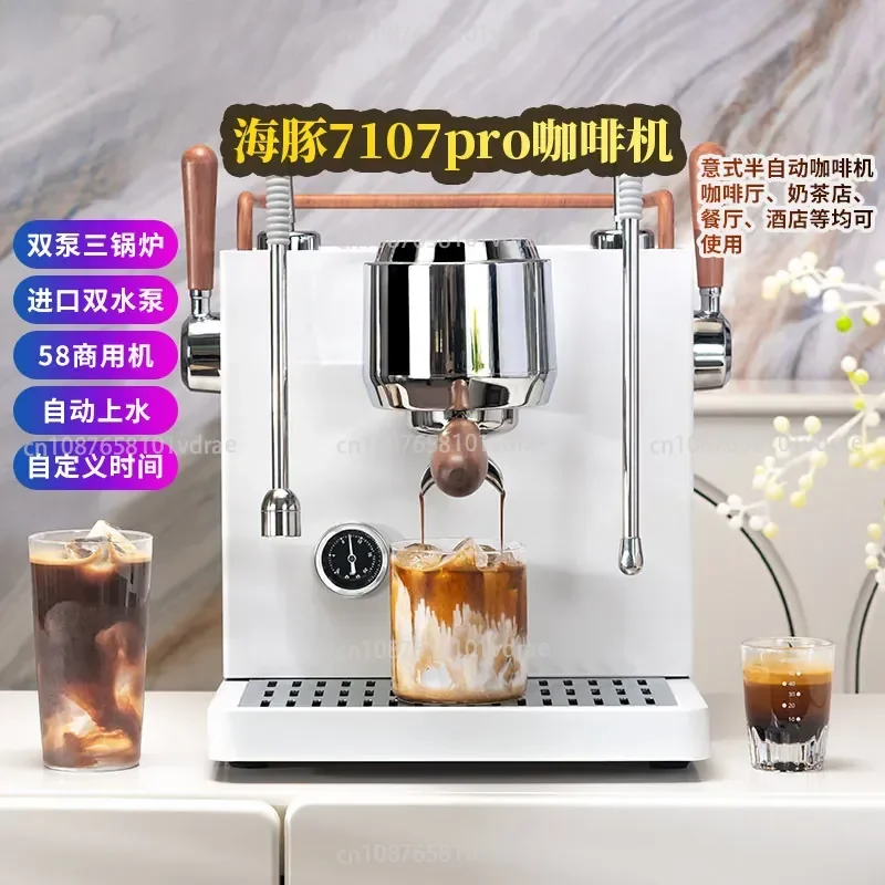 Semi-automatic Commercial Coffee Machine with Professional Italian-style Espresso and Steam-powered Milk Frothing