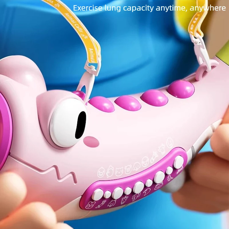Brinquedo de Dinossauro com Chifres para Crianças, 30 Efeitos Sonoros Engraçados, Instrumento Musical Eletrônico, Educação Infantil, Treinamento de Respiração, Presente