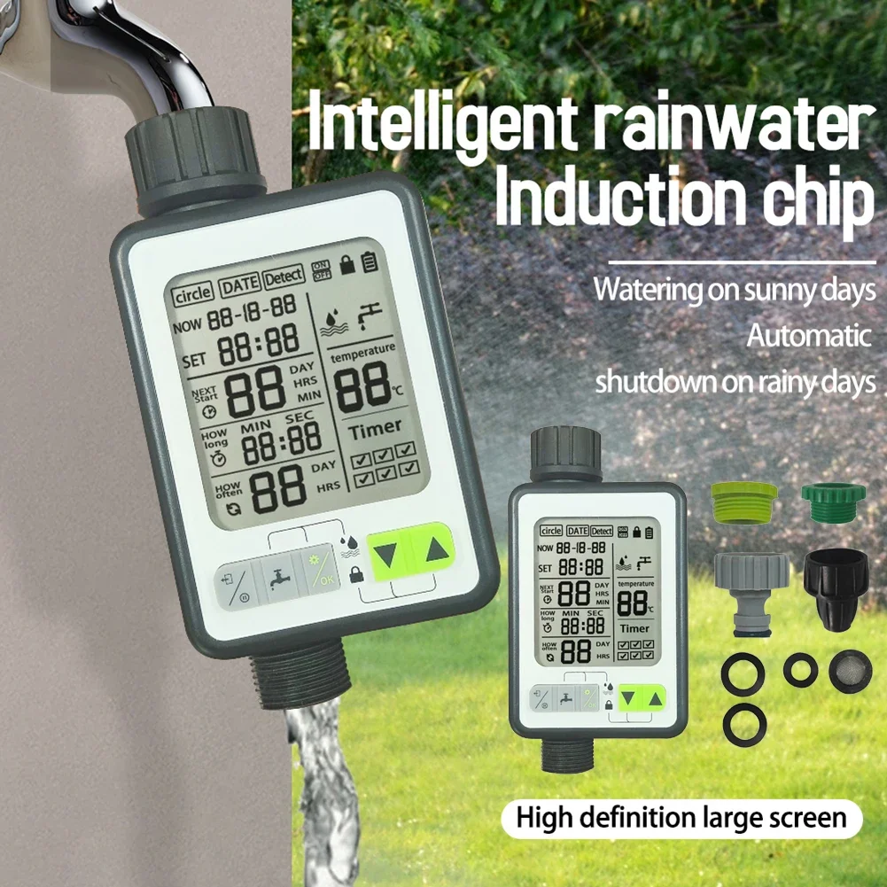 Garden Irrigation Water Timer with Rain Delay Waterproof Automatic Water Timer 3.2in LCD Screen Garden Drip Accessories