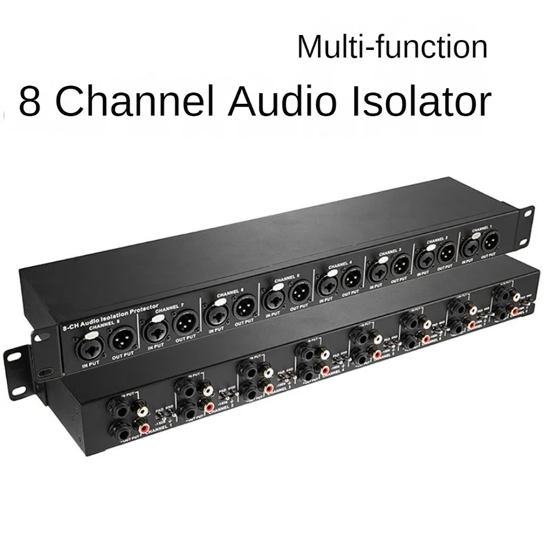 T8 Multi-Function 8-Channel Audio Isolator 1U Rack Mounted XLR 6.35Mm Audio Isolator Eliminates Current