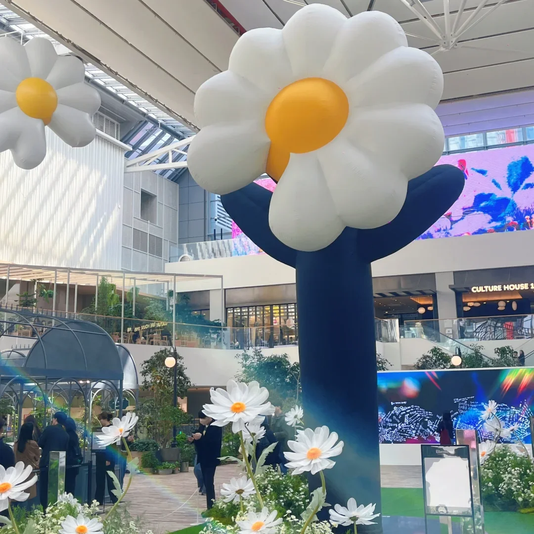 

Гигантский надувной цветок ромашки, воздушный удар, персонализированный корейский концертный светильник Popstar с белым светодиодным светом, декор для мероприятий