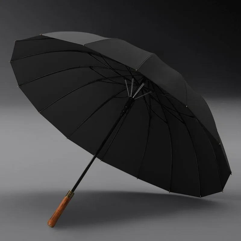 16 Bone Reinforced Straight Pole Long Wooden Handle For Mercedes-benz Rolls-Royce AMG Business Engraved Advertising Umbrella