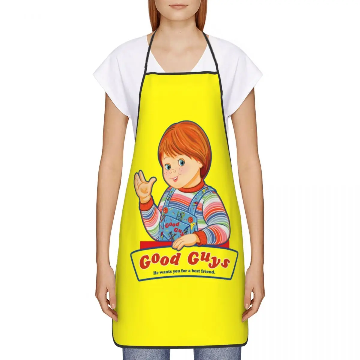 Good Guys Child's Play Apron for Women Men Unisex Bib Chucky Doll Cooking Kitchen Tablier Cuisine Chef Baking