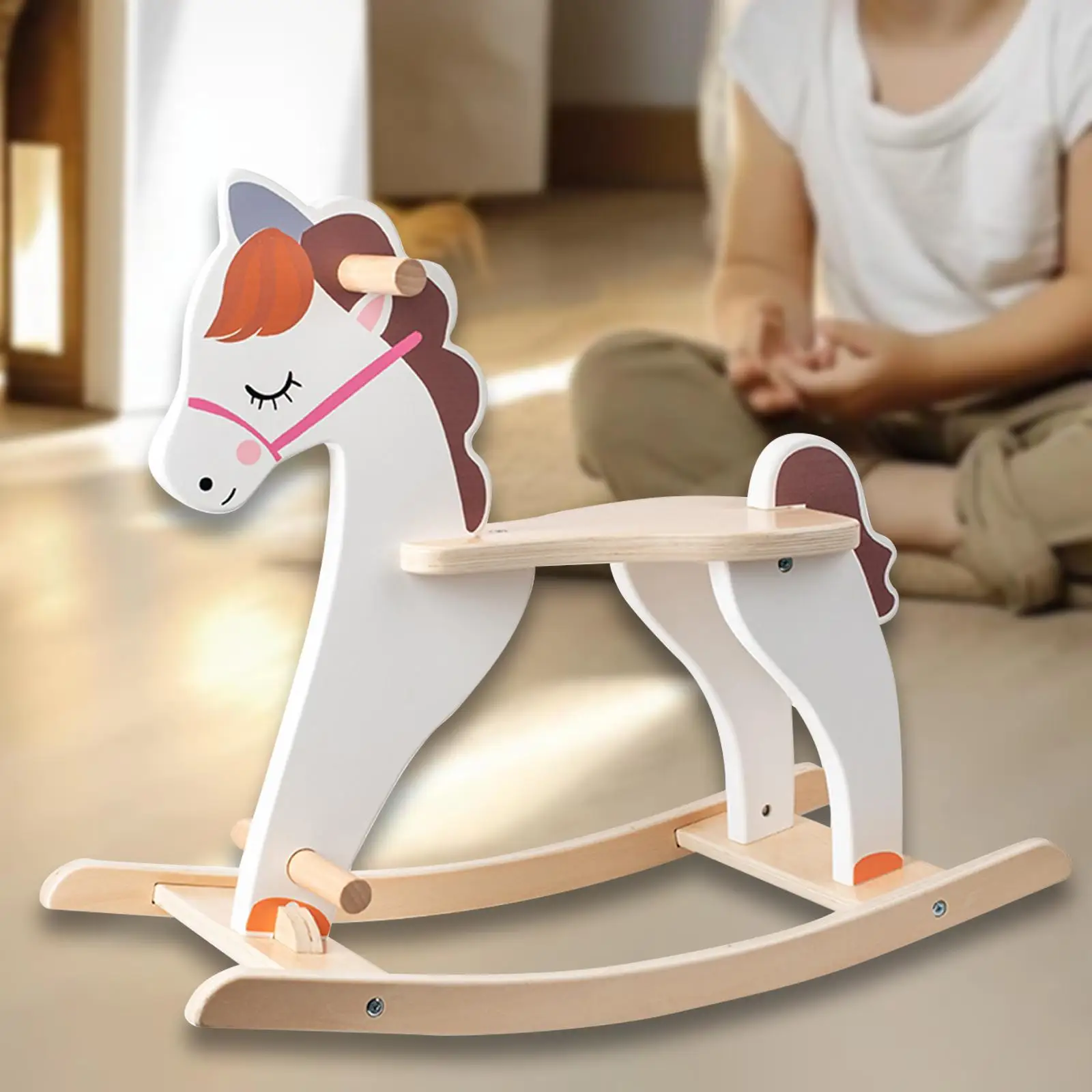 Wooden Rocking Horse Rocking Animal Indoor Outdoor Wooden Rocker Kids Ride Animal for Child Children Boys Girls Home Party Favor