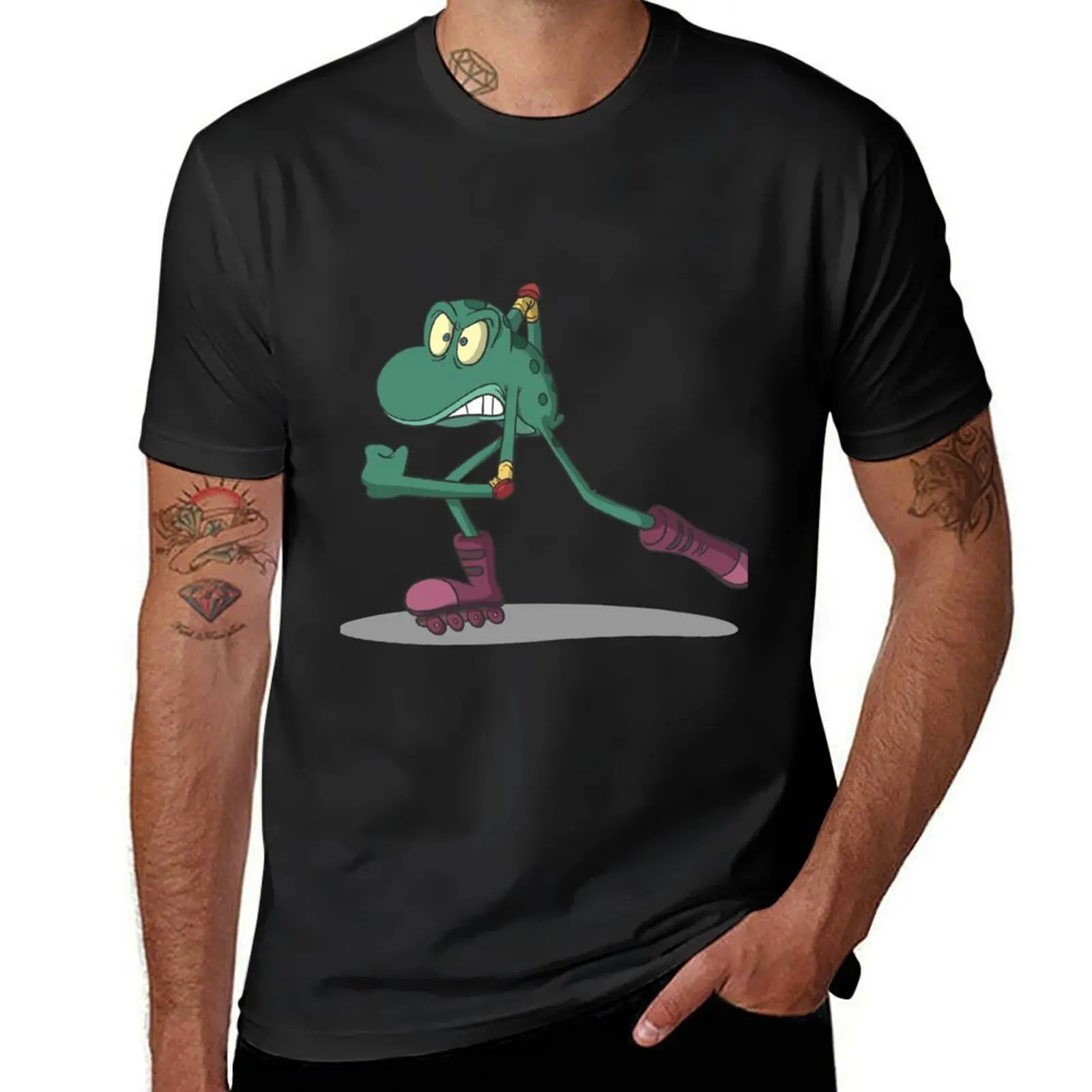 Frog on inline skates T-Shirt anime clothes cute tops tees animal prinfor boys t shirt for men