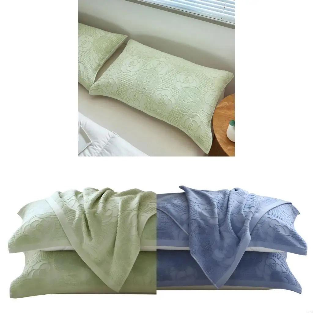 F19B Pair of Comfortable All Cotton Pillow Towels for Restful Night Sleep Experience