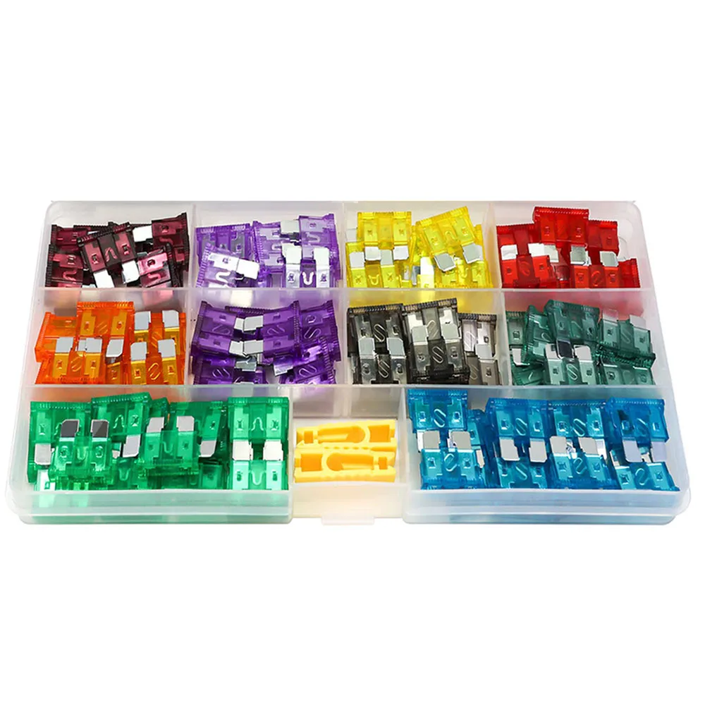 120Pcs Boxed Aluminum Automotive Blade Fuse Assortment Kit 1A-40AMP Color Coded with 2Pcs Fuse Puller