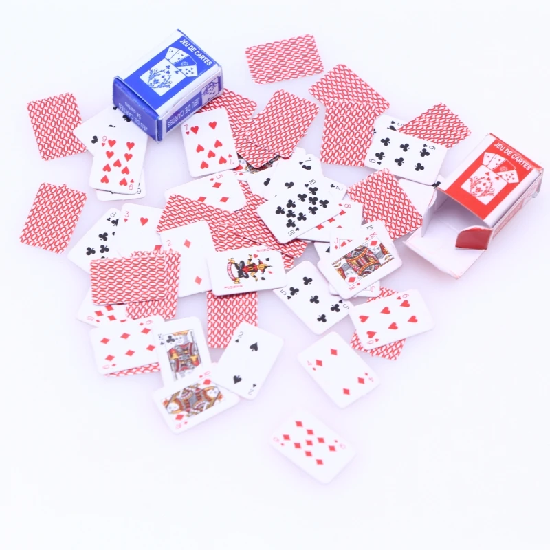 2Set 15X10mm Dollhouse Mini Paper Playing Cards Miniature Simulation Small Game Casino Games Poker Party Home Decoration Model