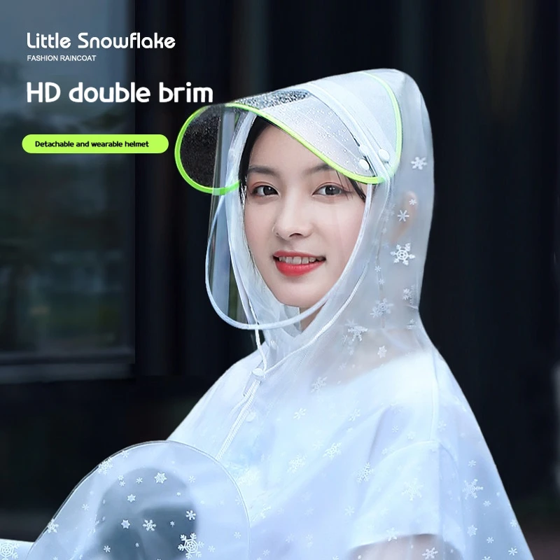 Raincoat, Single Person, Women's Transparent Bicycle, Electric Bike, Special Long One-Piece Raincoat