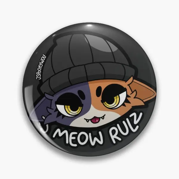 Meow Rulz  Soft Button Pin Creative Funny Fashion Lover Metal Women Clothes Gift Hat Cartoon Collar Cute Badge Decor Brooch