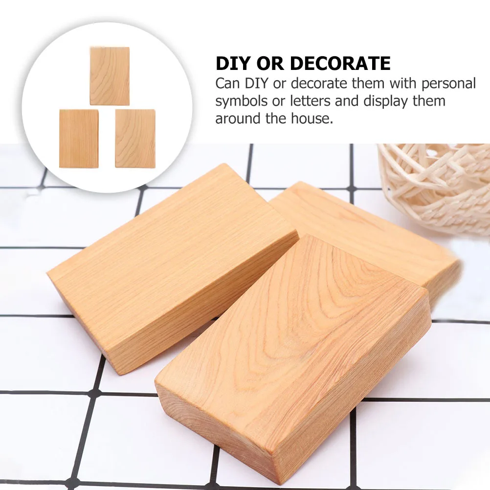 Blocs de bois rectangulaires naturels, 3 pièces, bois dur massif inachevé pour bricolage artisanat peinture sculpture ornement bloc de bois rectangulaire
