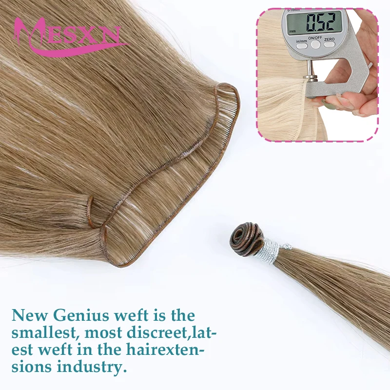 MESXN New Genius Hair Wefts Extensions Human Hair Weaves Bundles Real Human Natural Hair Straight Black Brown Blonde For Salon