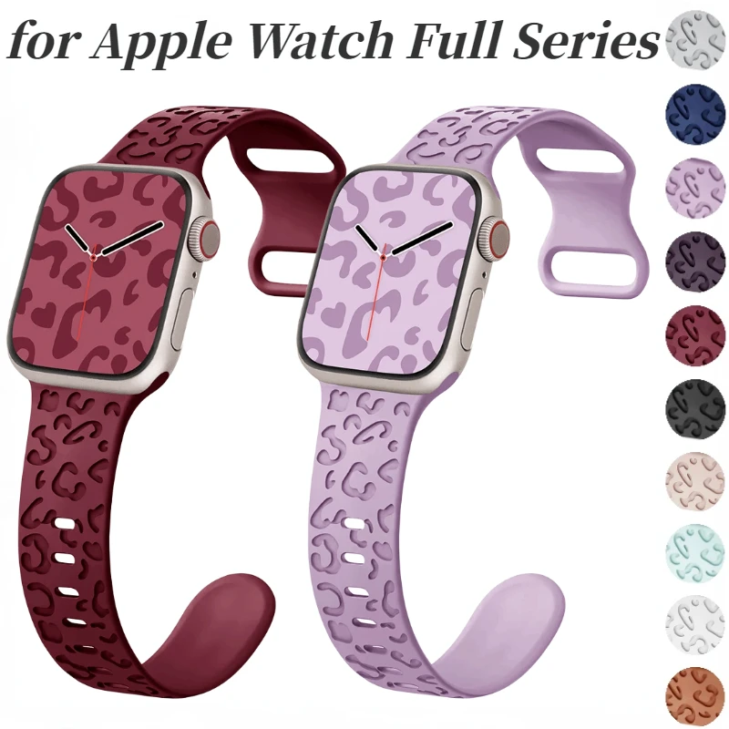 

Strap For Apple Watch 8 7 45mm 41mm Ultra 49mm Leopard pattern silicone bracelet Band iWatch 6 5 4 SE 44mm 40mm 42mm 38mm Correa