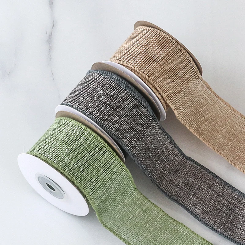 4.5M/Roll Crafts Ribbon Wrapping Material DIY Fabric Ribbon Burlap Ribbon With Wired Edge Christmas Gift Packing Bows