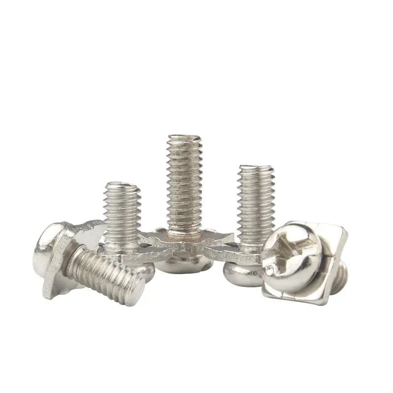 M3~M5 Pan Head Square Washer Screw Nickel Plated Cross Pan Head Square Washer Bolt Combination Wiring Terminal Crimping Screw