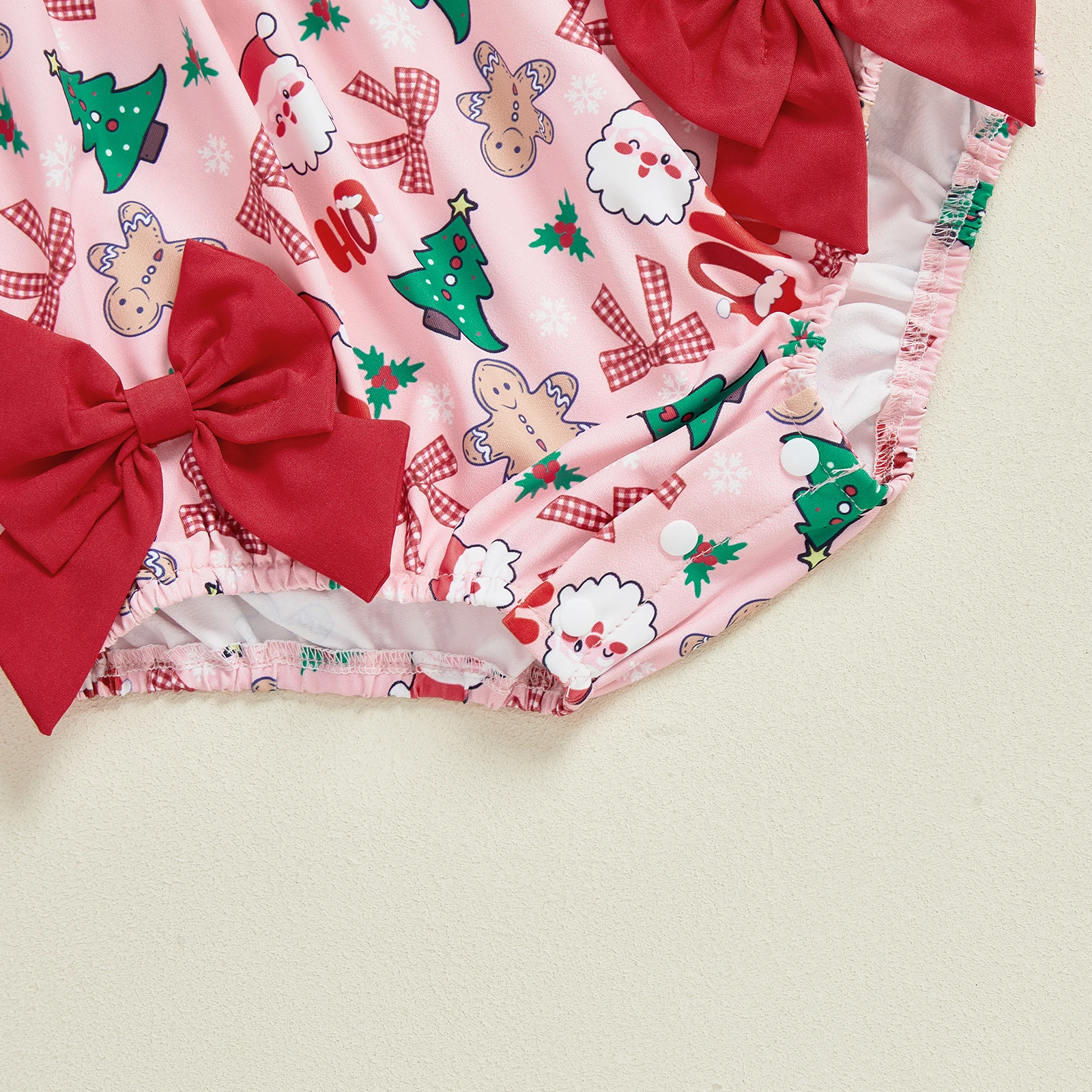 طفلة فقاعة رومبير المألوف شجرة عيد الميلاد التطريز Smocked طويلة الأكمام داخلية بذلة الملابس