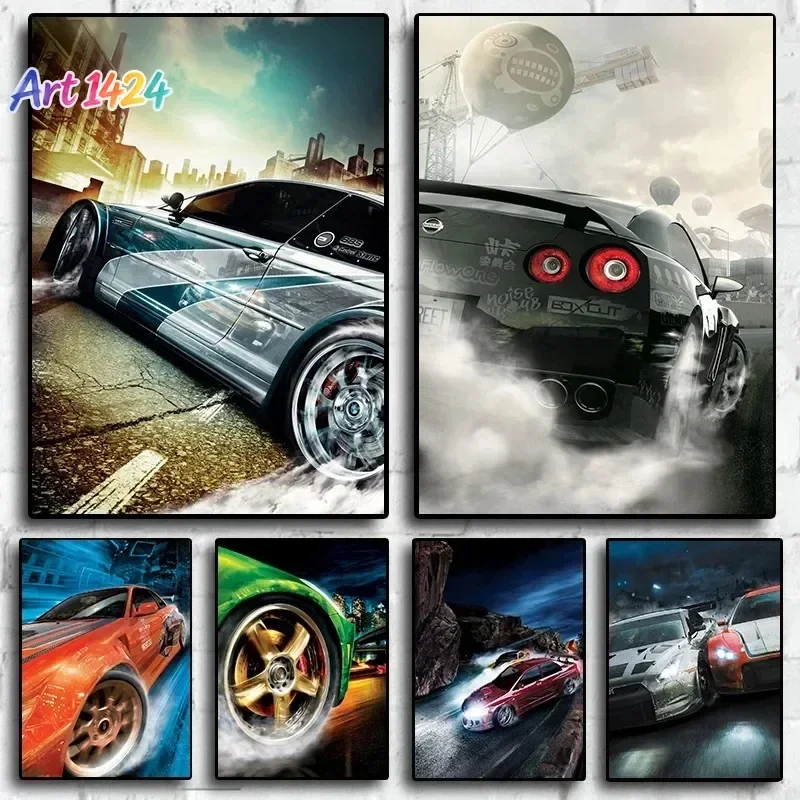 Vintage World Famous Racing Car Rally Need for Speed Art Posters Canvas Painting Wall Prints Pictures for Living Room Home De