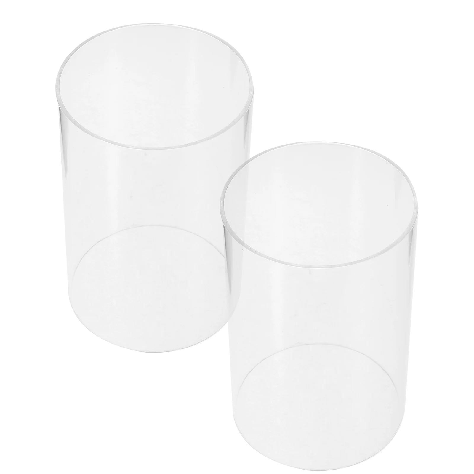 

2 Pcs Open Ended Holder Glass Cylinder Shades for Jar Candles Beautiful Cover Holders Household