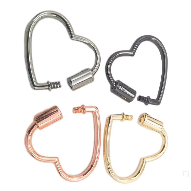 

[YU]2PCS Simple Metal Heart Shaped Opening Keychain Handbag Strap Dog Chain Buckle Bag Lanyards Clip Hook DIY Accessories