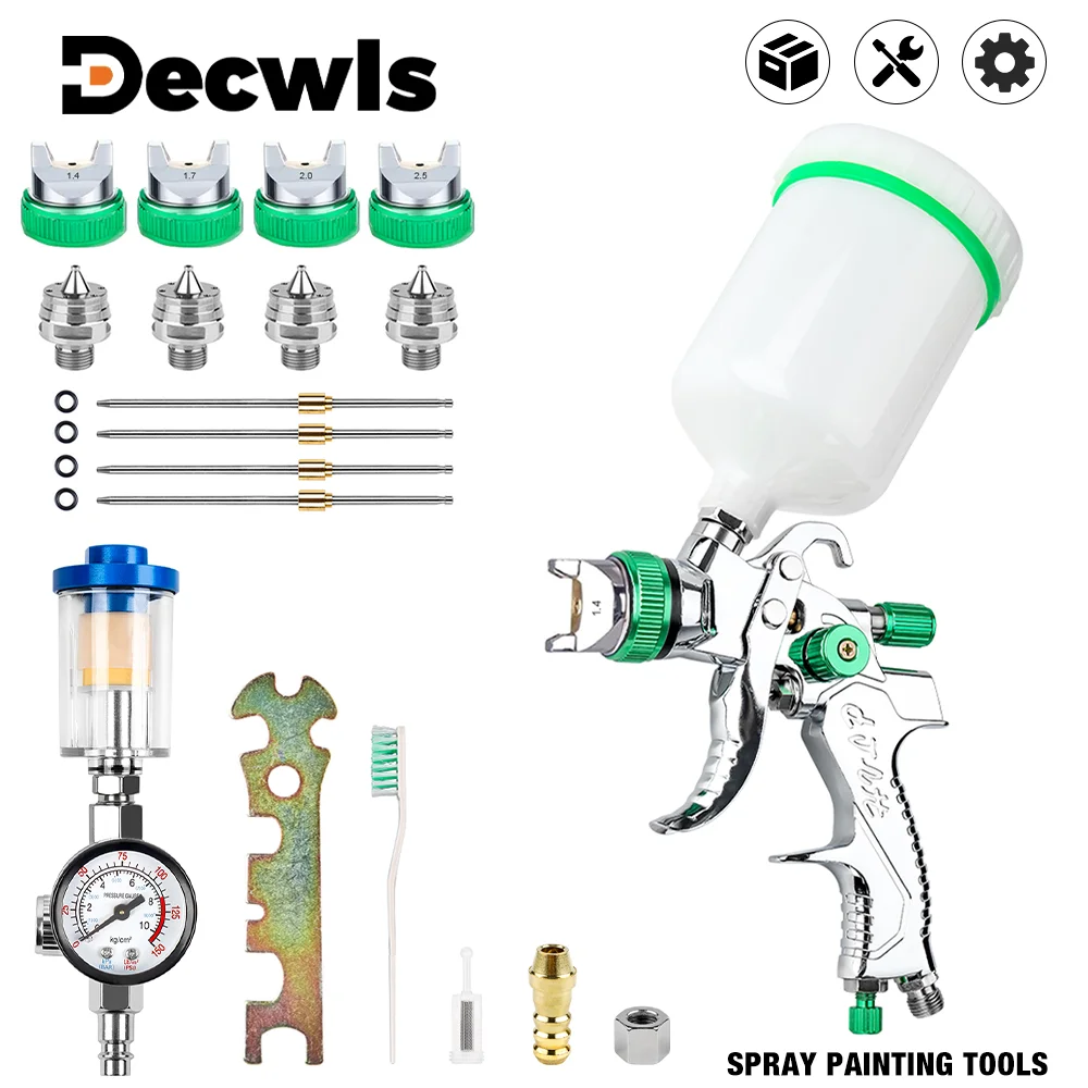 

Профессиональный пистолет-распылитель HVLP 1,4-1,7-2,0-2,5 мм, бытовой распылитель краски, 600 мл, пневматический инструмент, набор для распыления краски «сделай сам», многофункциональный беспроводной распылитель