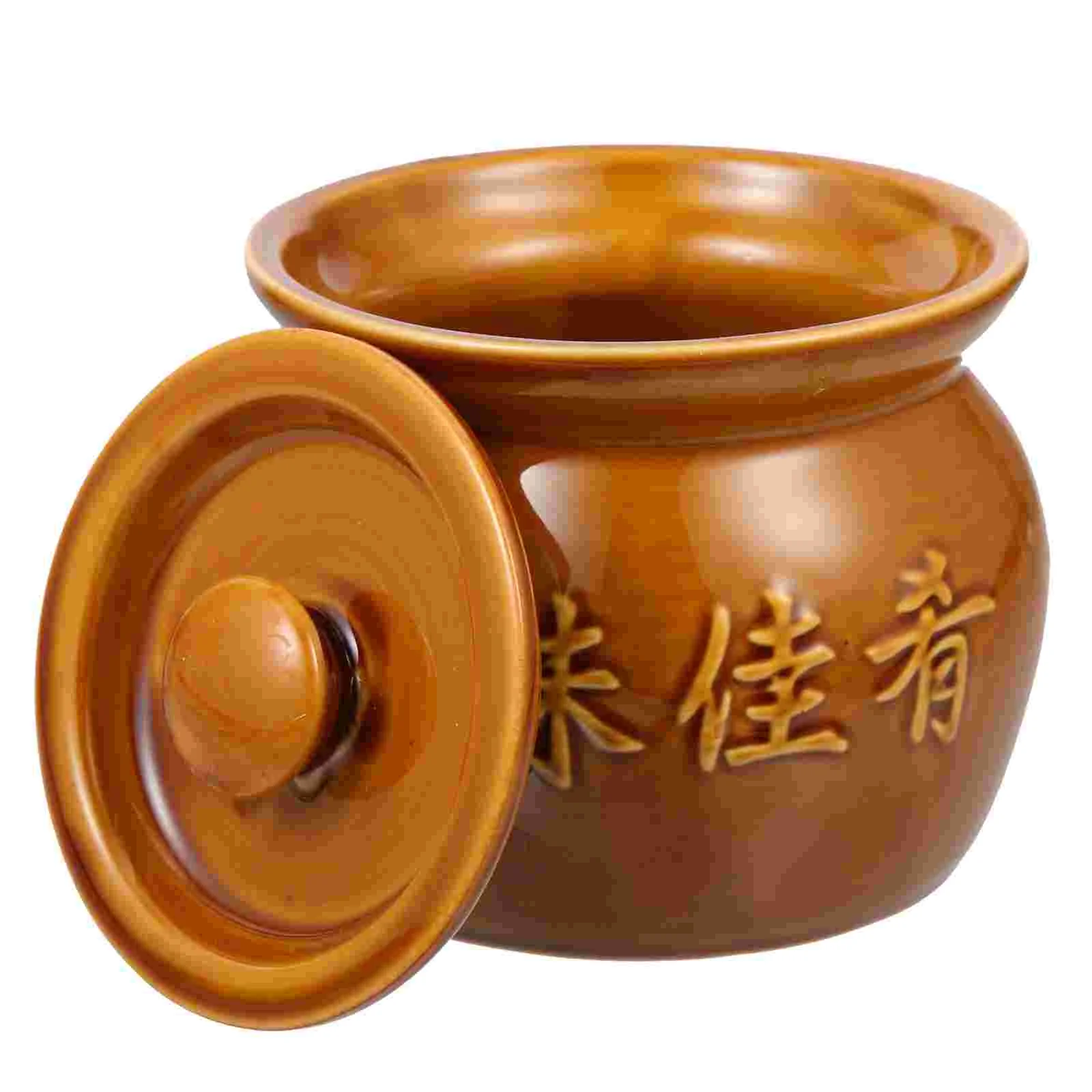 Crock Ceramic Stewing Bowl Kitchen Tableware Jar Soup Cup Cooking Pot Household with Lid Steaming Pans