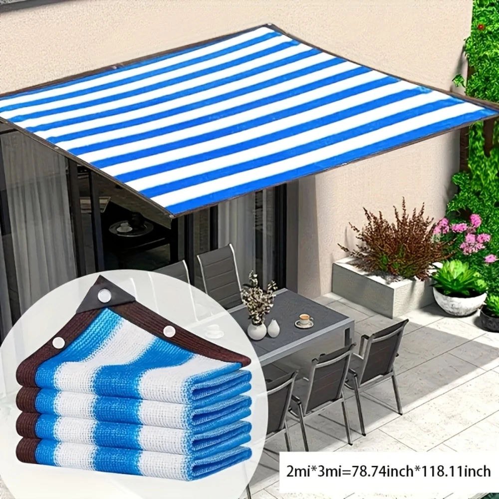 Durable Rectangle Sunshade Awning Canvas 80% Shading Rate Outdoor Terrace Swimming Pool Garden Courtyard Net Cover with Grommets