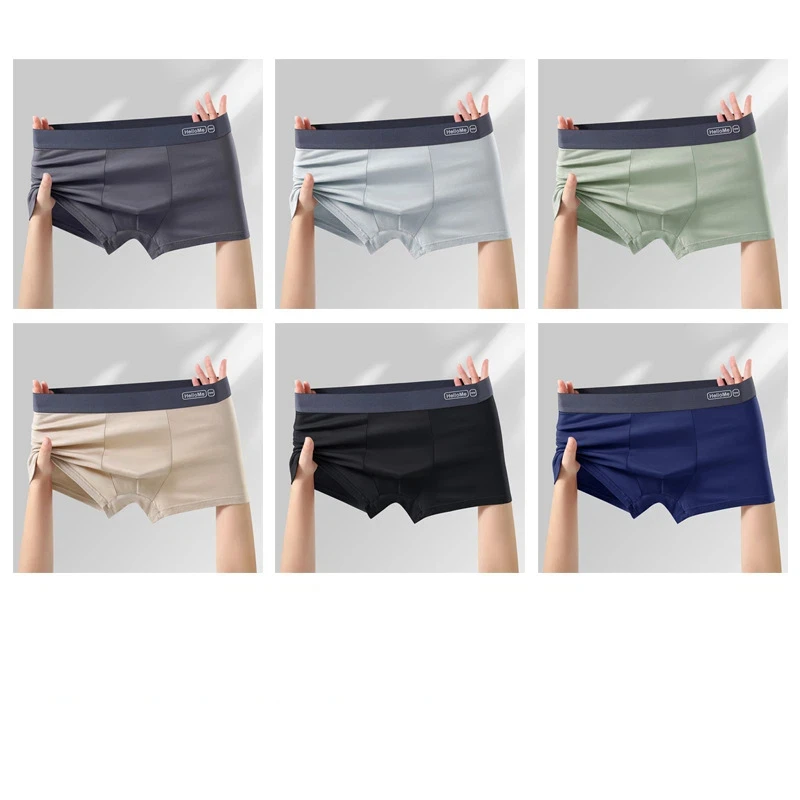 6Pcs Men's Modal Boxer Shorts High-Elastic Antibacterial Breathable Sports Briefs plus Size Comfortable Underwear