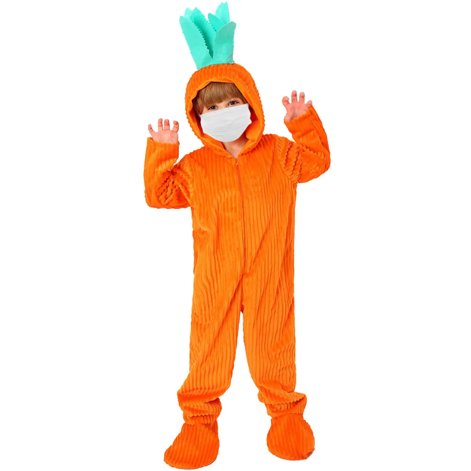 Kostium Marchewki dla Dzieci Chłopców Dziewcząt Śliczne Stroje na Halloween Piżamy na Imprezę Rozmiar S