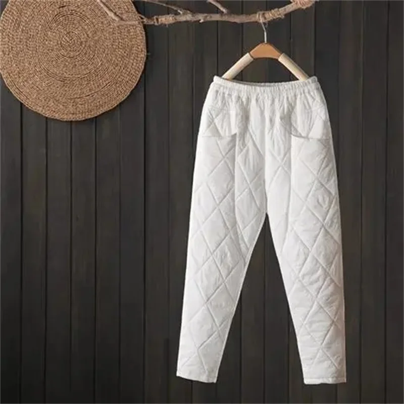 Mới Mùa Đông Ấm Siêu Nhẹ Vịt Xuống Dài Thấm Hút Mồ Hôi Cho Thun Cao Cấp Quần Baggy Cotton Nữ Tuyết Mặc Cơ Bản quần Ống Suông