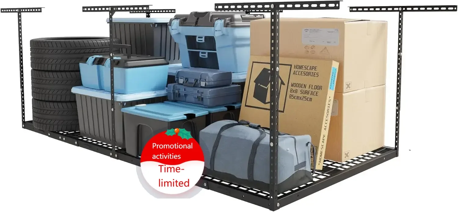 

Hot sales4x8 Overhead Garage Storage Rack, Adjustable Organization System, 750lbs Weight Capacity, Black, Classic Series