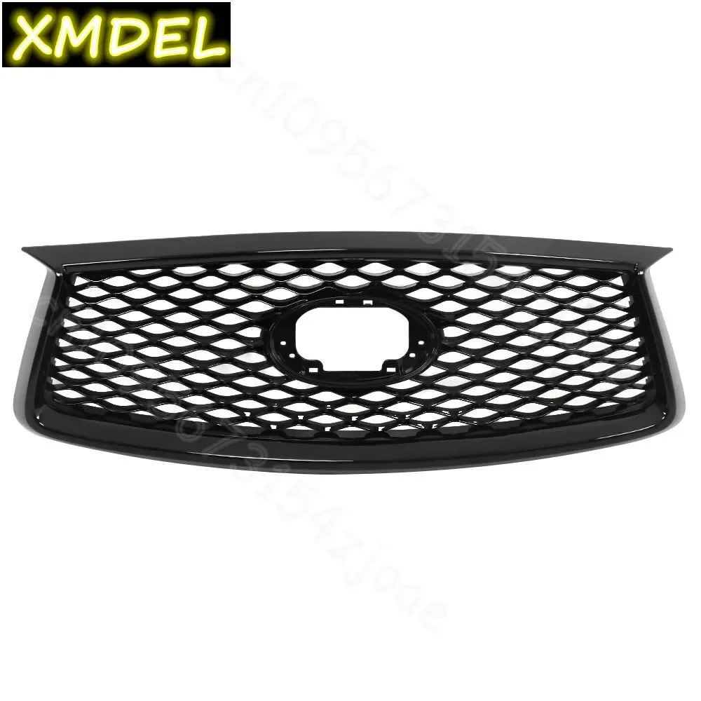 car styling For 2019 2020 2021 2022 2023 for Infiniti QX50 center grill Front Upper Grille W/Camera Hole Gloss Black abs Plastic