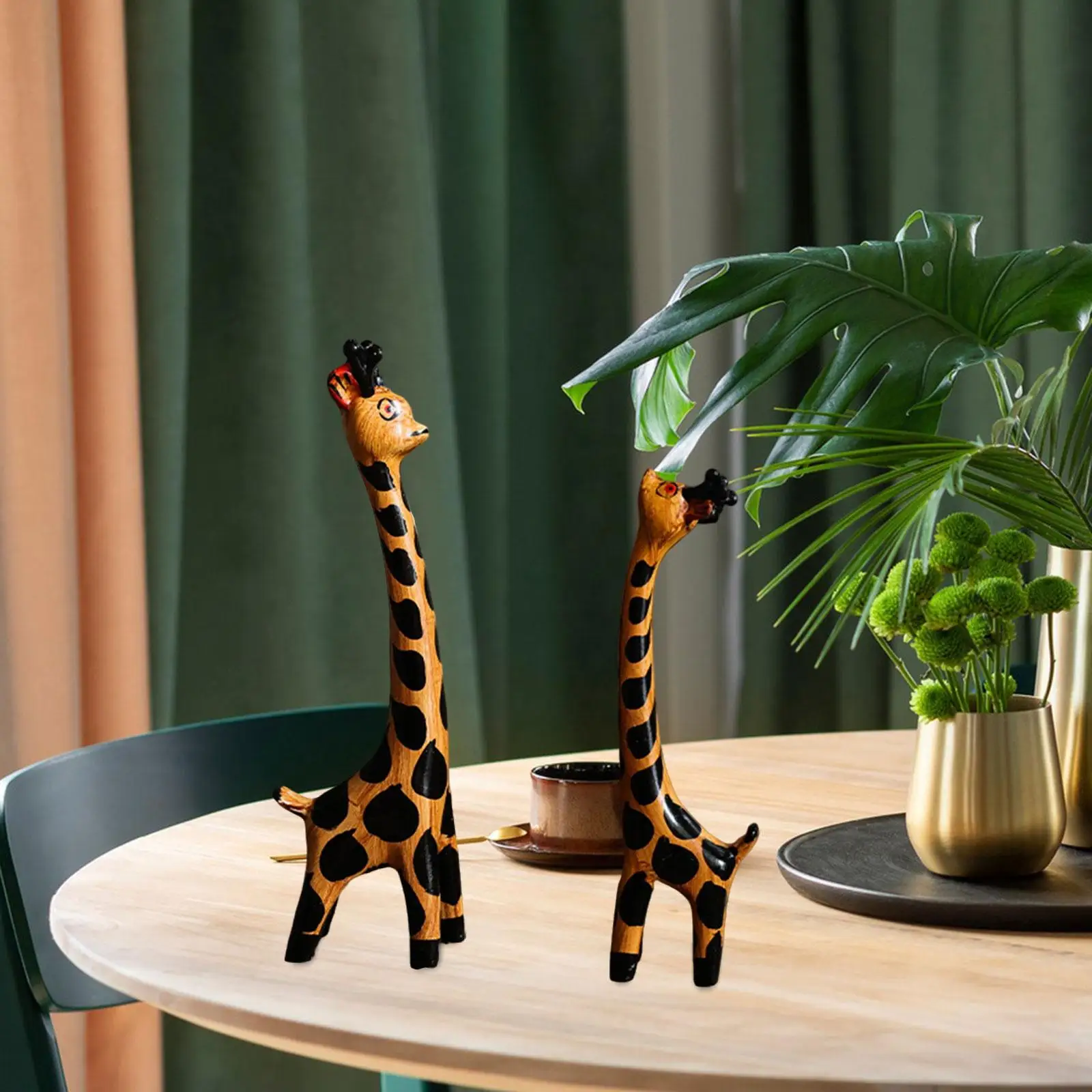 Couple Giraffe Sculpture Crafts Modern for Farmhouse Living Room NightStand