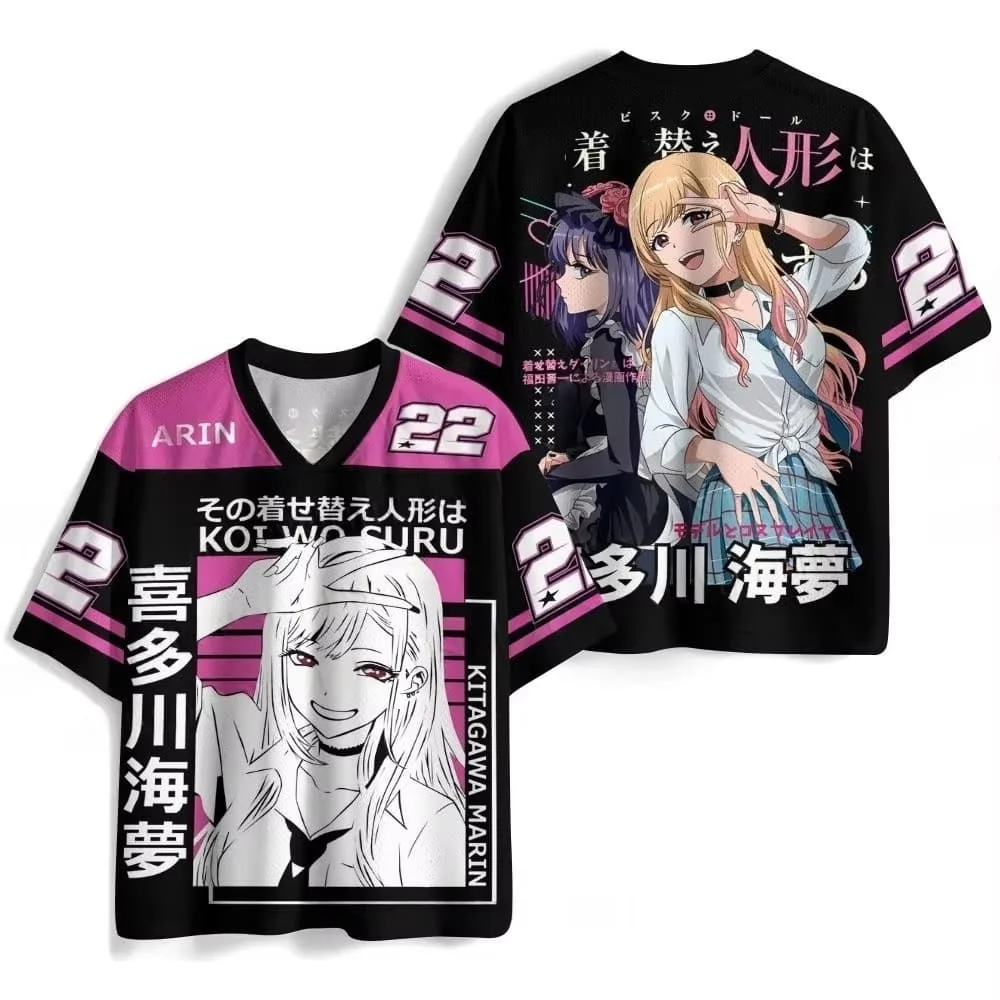 3D Printing Tee Y2K Unisex My Dress-Up Darling Kitagawa Marin Sports Jersey VNeck T-shirt Anime Print Manga Cosplay Casual Tee