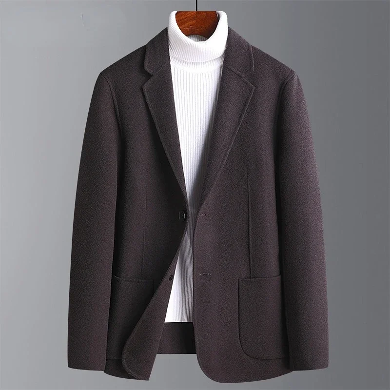 

Men Double Side 50% Wool Jacket Autumn Winter Warm Outwear Handmade Coat High Quality New Jacket