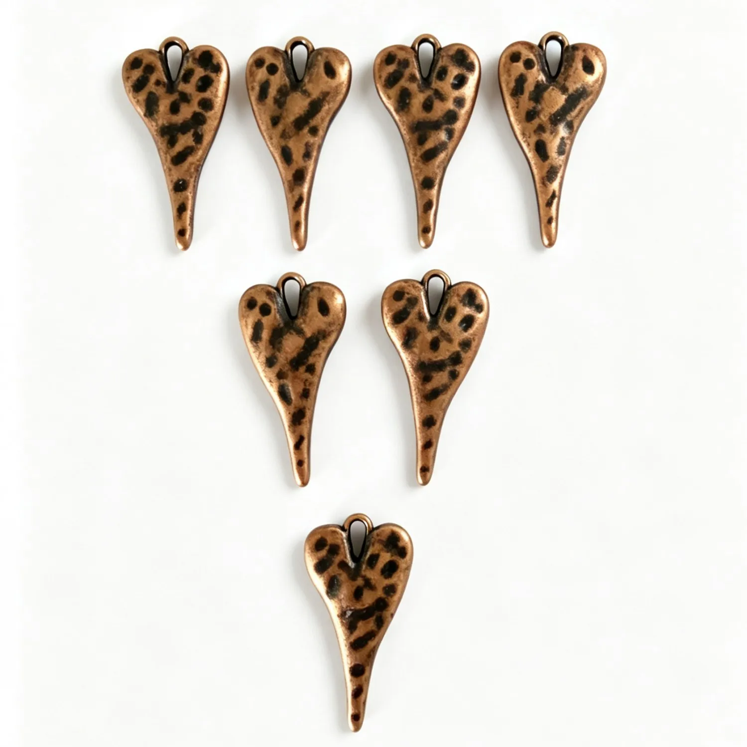 10Pcs 26.5×13.5mm Zinc Alloy Antique Red Copper Meteorite Texture Irregular Heart Pendants DIY Jewelry Accessories H5279