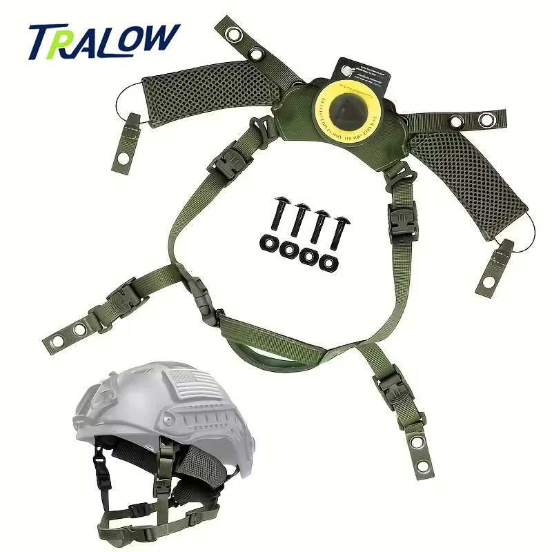 Trohow wendy fast mich capacete queixo cinta sistema de suspensão ajustável capacete caça acessório substituição para ciclismo ao ar livre