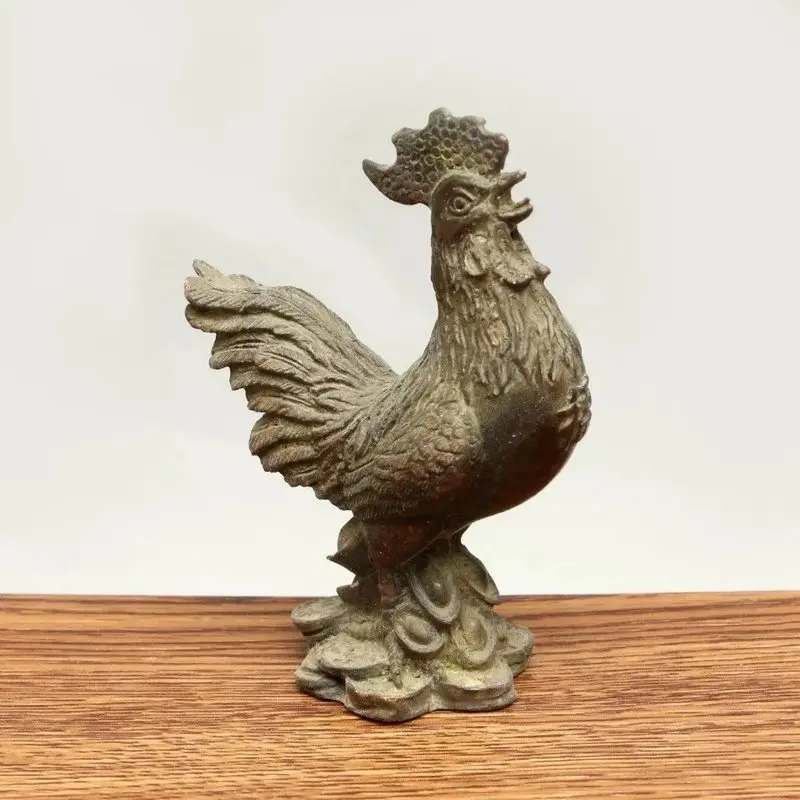 with the character "Fu", tea pet, home metal decorative craft, small ornament, male rooster