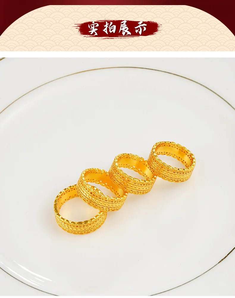 

Hollow Light Retro Filigree Hollow Wealth Ring For Women 24K Gold AU999, lightweight & breathable