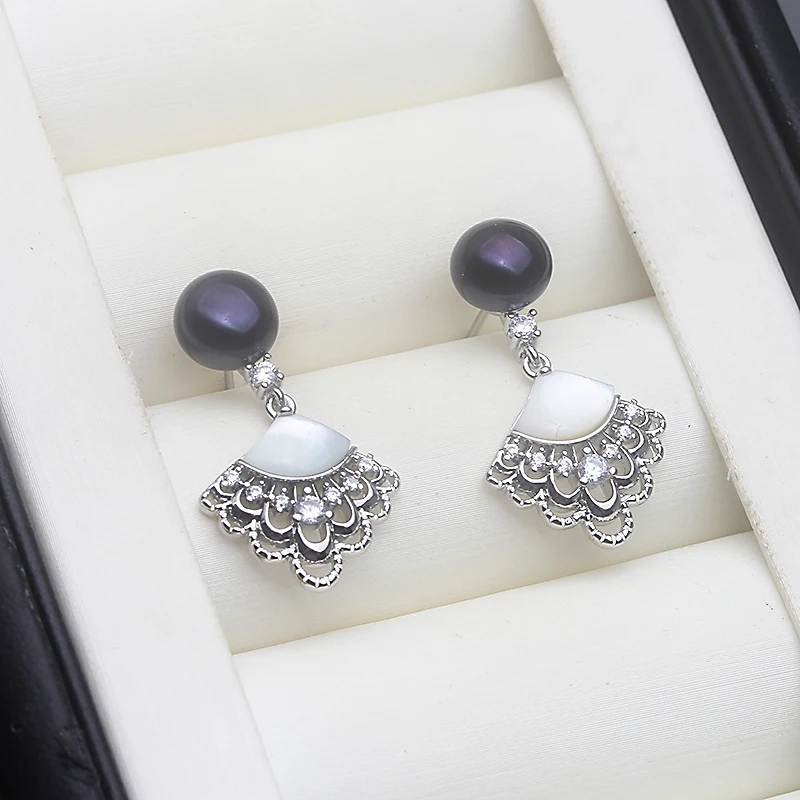 

Real Natural Freshwater White stud earrings pearl Woman,Wedding Small Silver 925 Pearl Earrings Wife Birthday Gift Pink Black