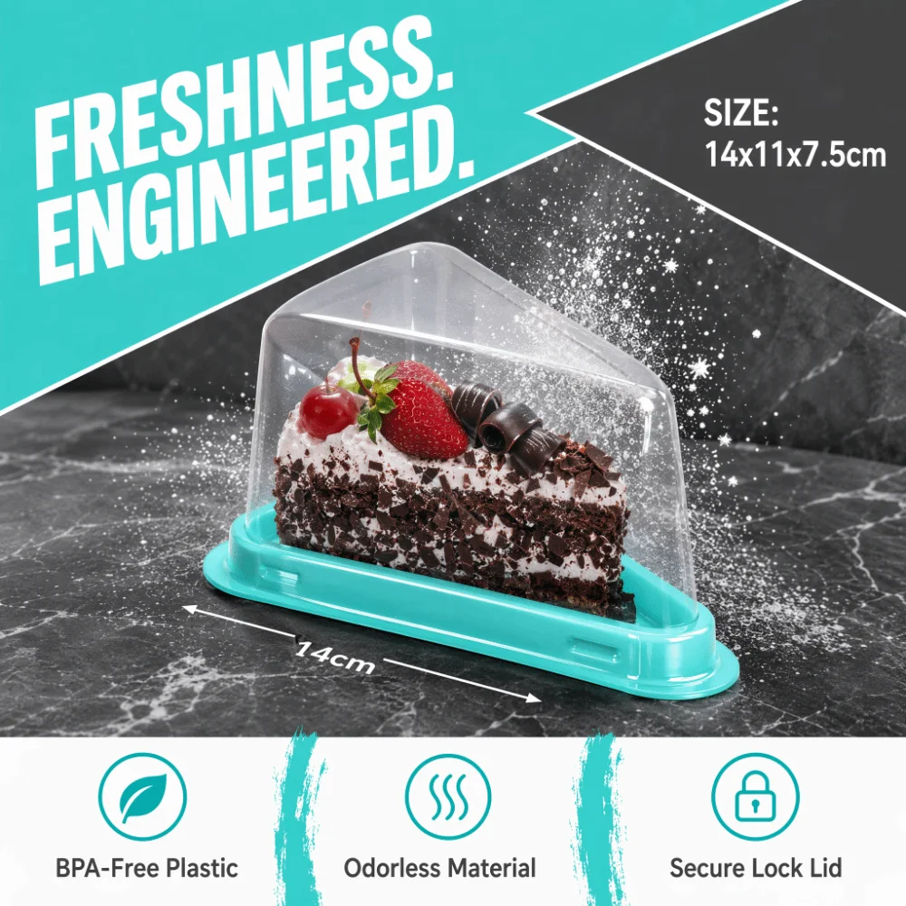 100pcs PET Triangle Cake Slice Box Airtight Transparent Cake Slice Box Odorless Stackable Cake Slice Container Party Serving