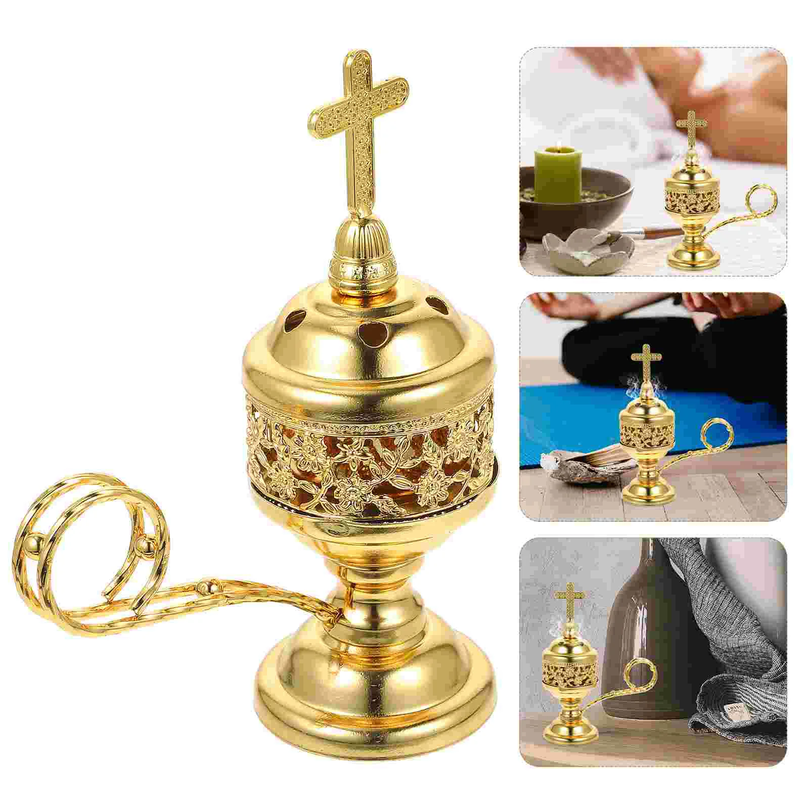 

Middle Eastern Metal Small Incense Burner Indoor Sandalwood Household Silver Uncharged 1pc Holder Censer Holders Iron Office