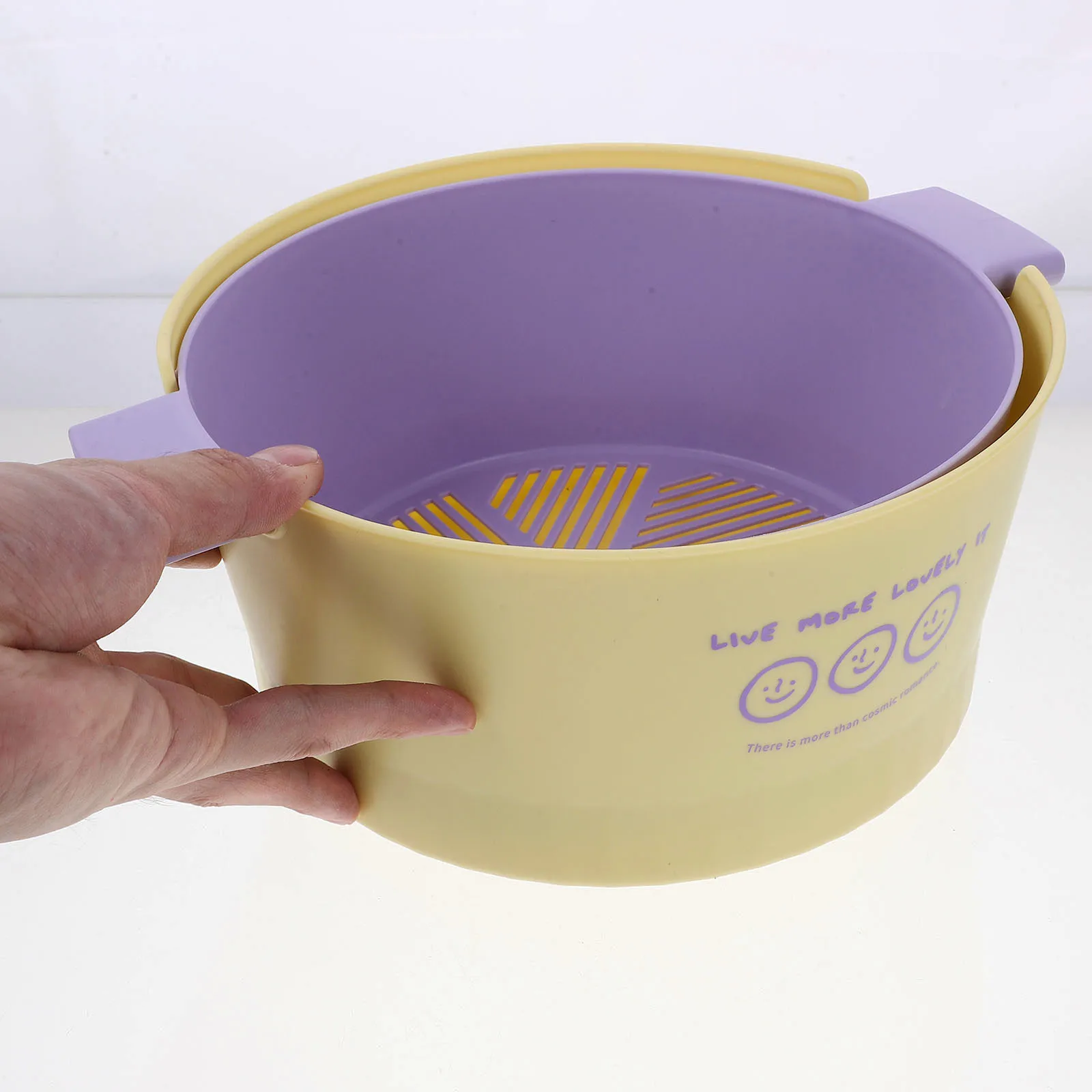 

1Set Double Layer Draining Basket Vegetable Fruit Washing Basket Kitchen Strainer Bowl Nesting Design Kitchen Storage